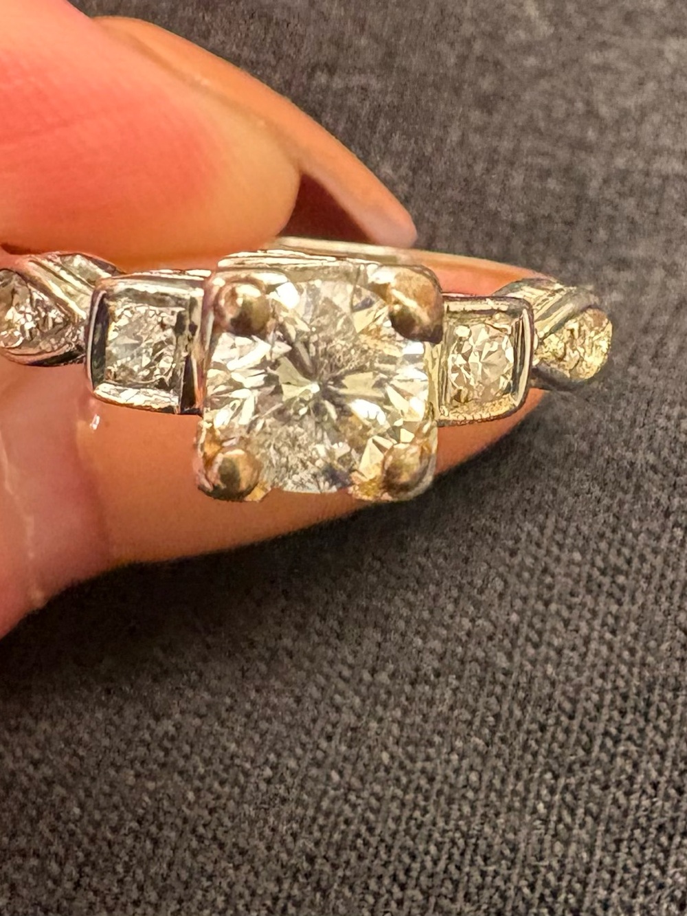 1940’s antique Little over half carat center stone . 18k